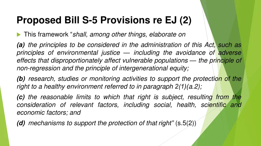 proposed bill s 5 provisions re ej 2