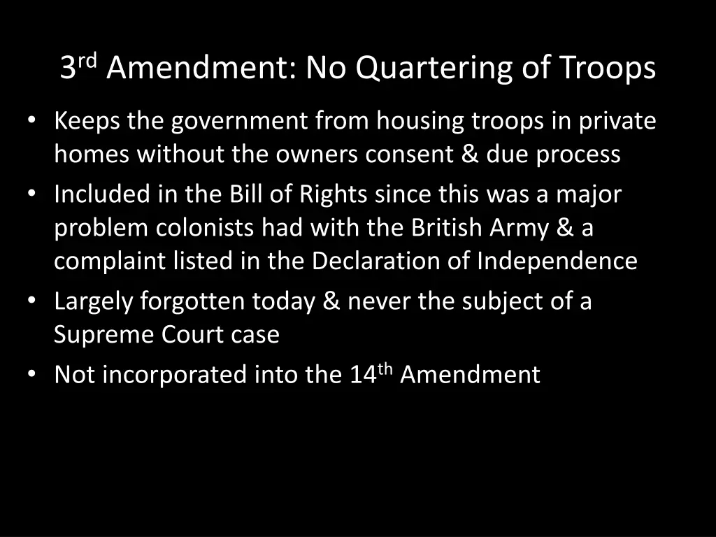 3 rd amendment no quartering of troops