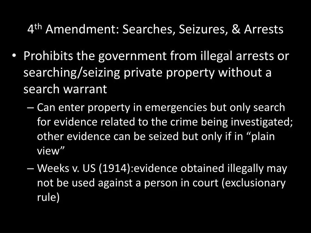 4 th amendment searches seizures arrests