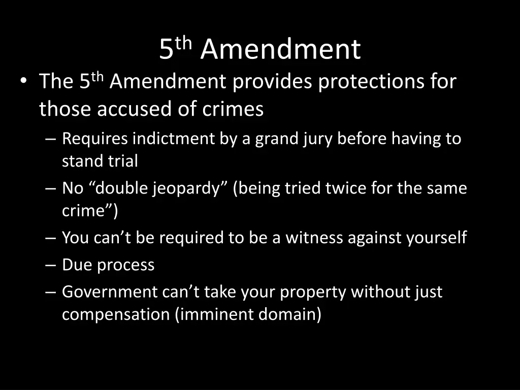 5 th amendment