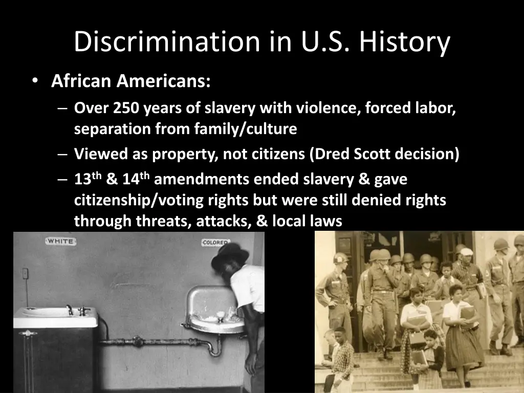 discrimination in u s history african americans