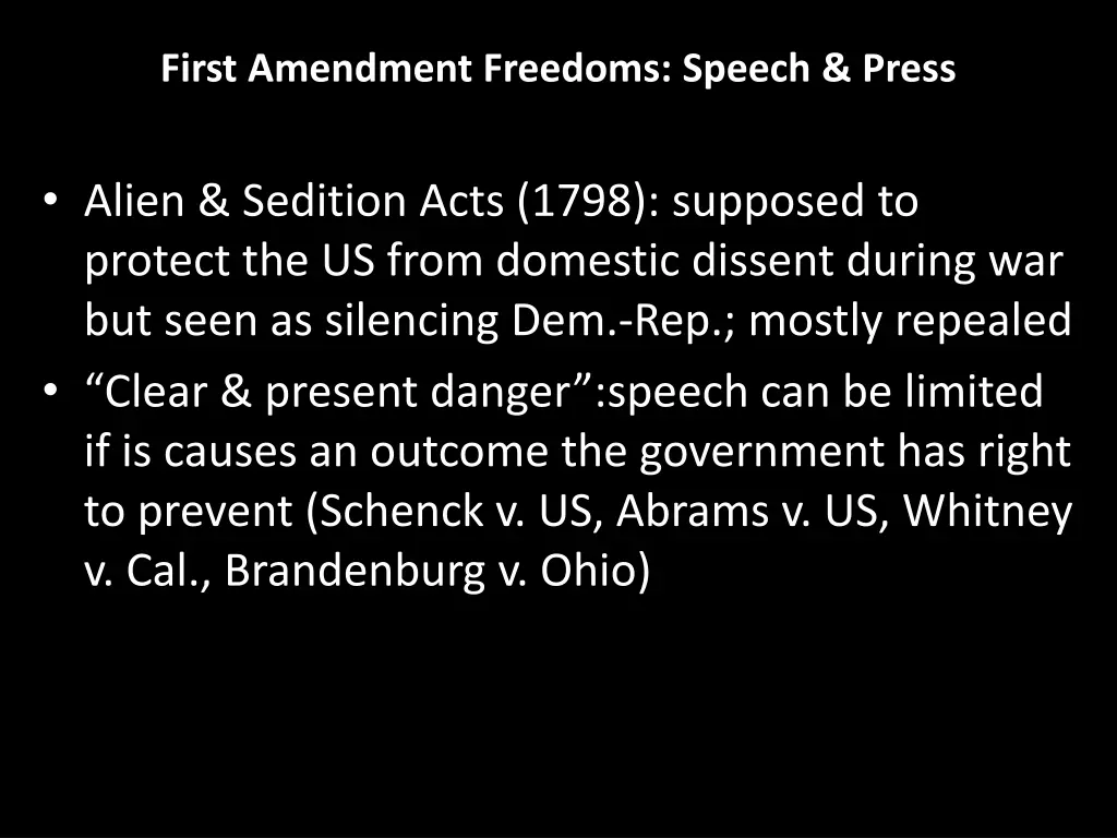 first amendment freedoms speech press 1