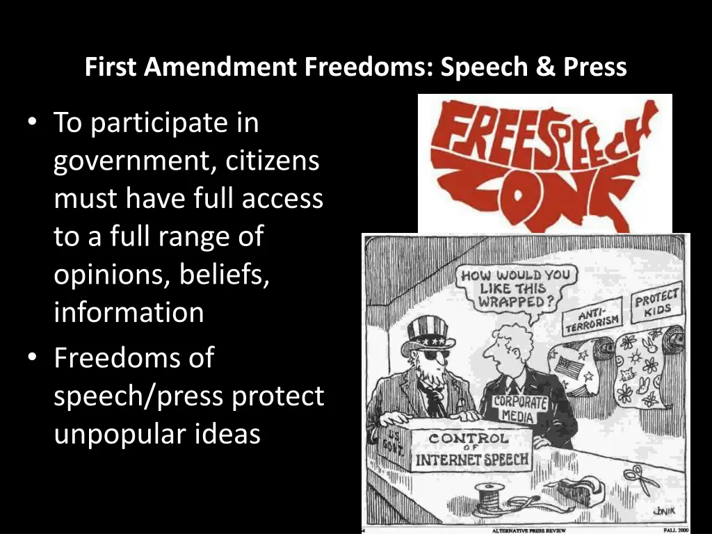 first amendment freedoms speech press