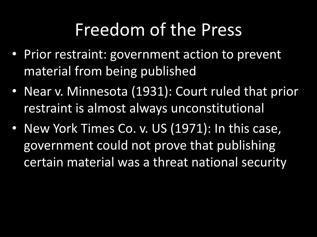 freedom of the press prior restraint government