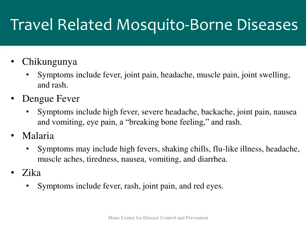 travel related mosquito borne diseases