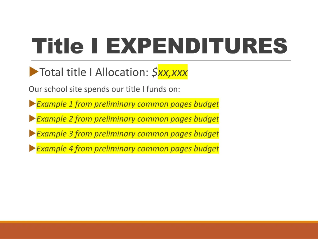 title i expenditures total title i allocation