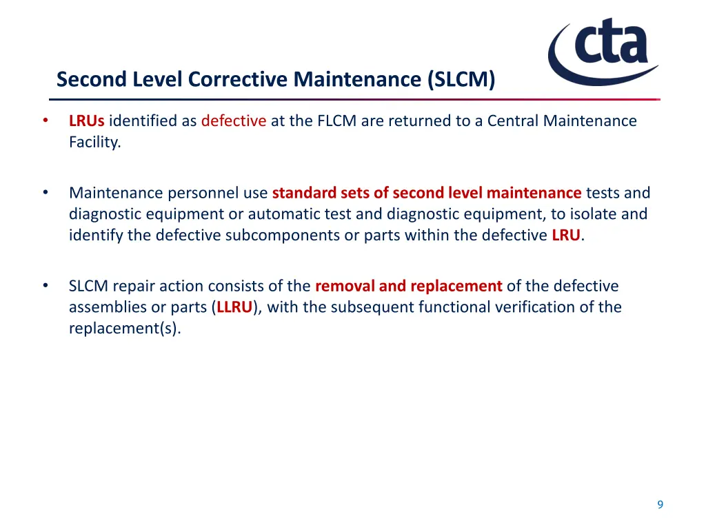 second level corrective maintenance slcm