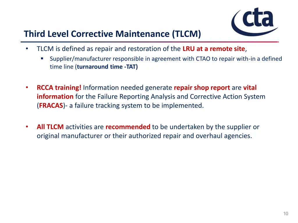 third level corrective maintenance tlcm