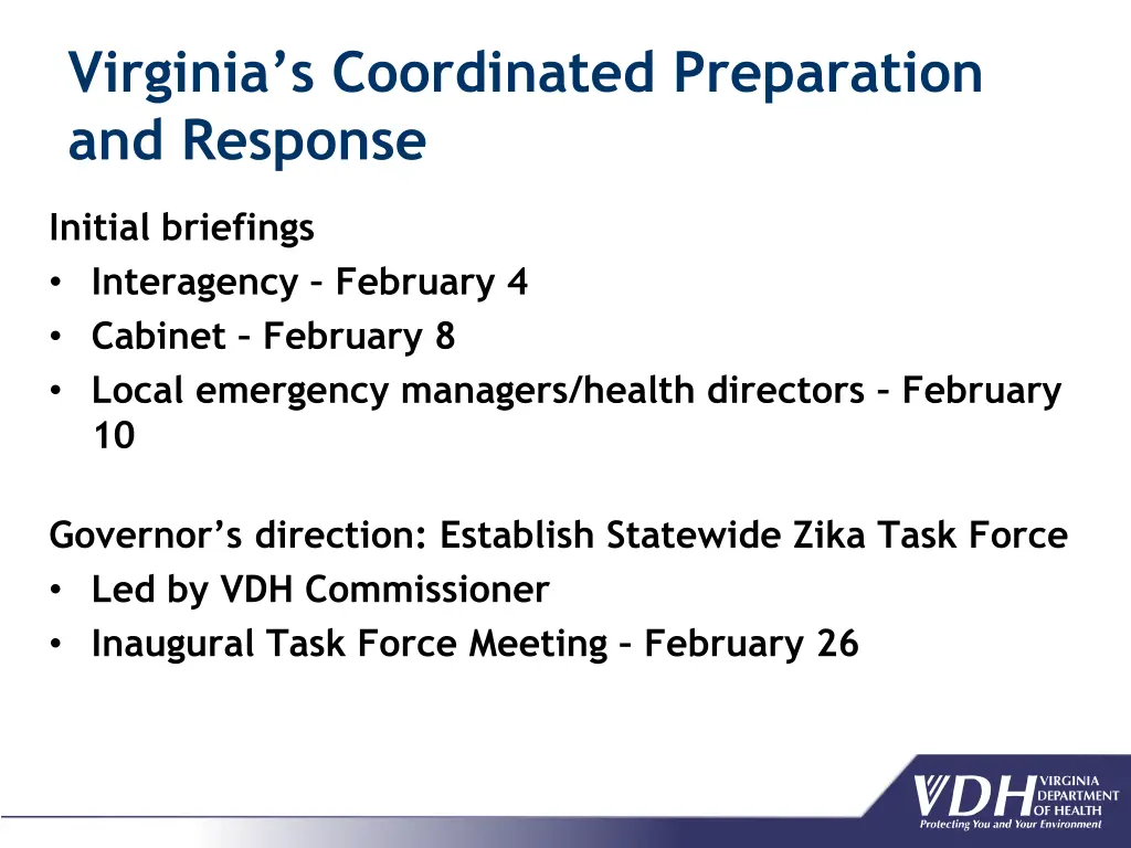 virginia s coordinated preparation and response