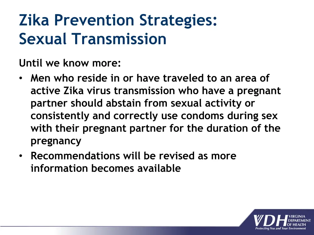 zika prevention strategies sexual transmission