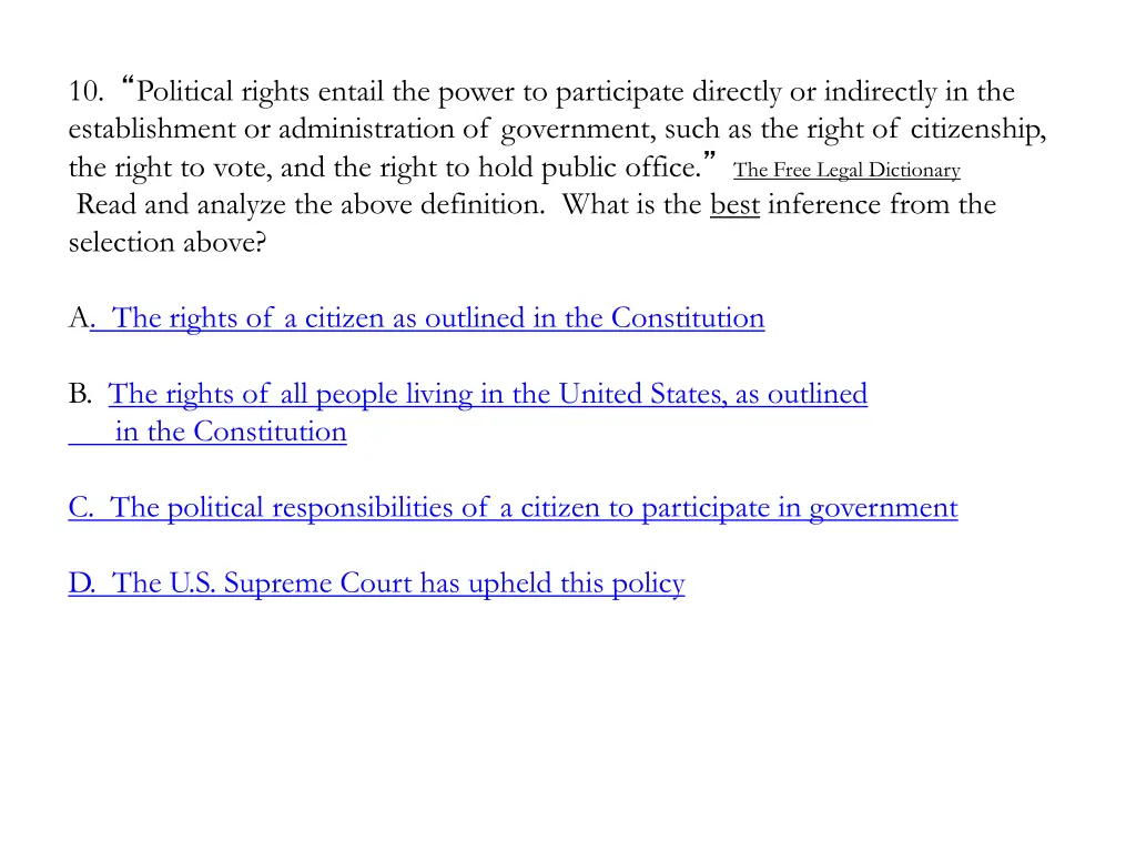 10 political rights entail the power