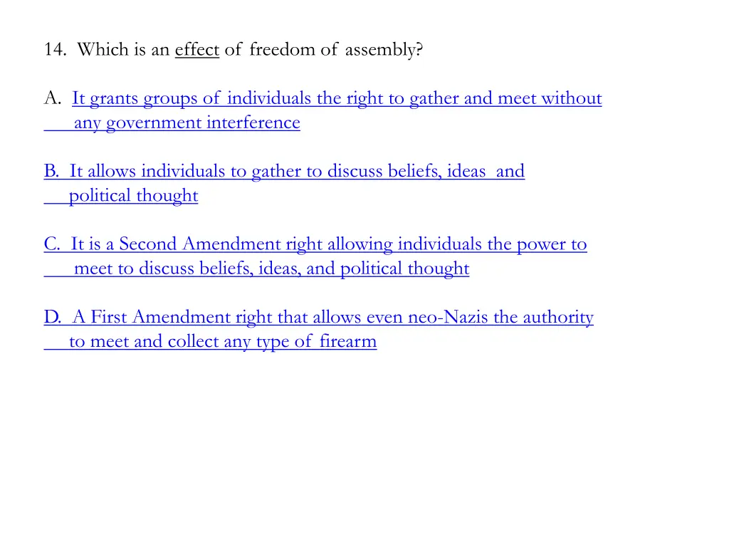 14 which is an effect of freedom of assembly