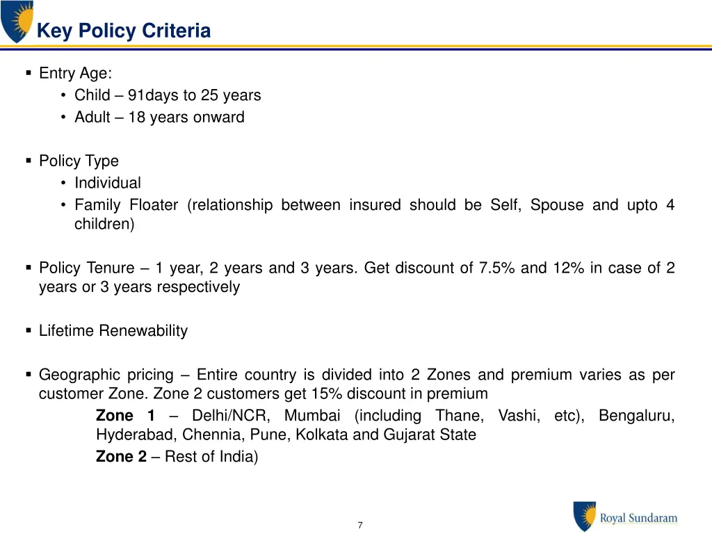 key policy criteria