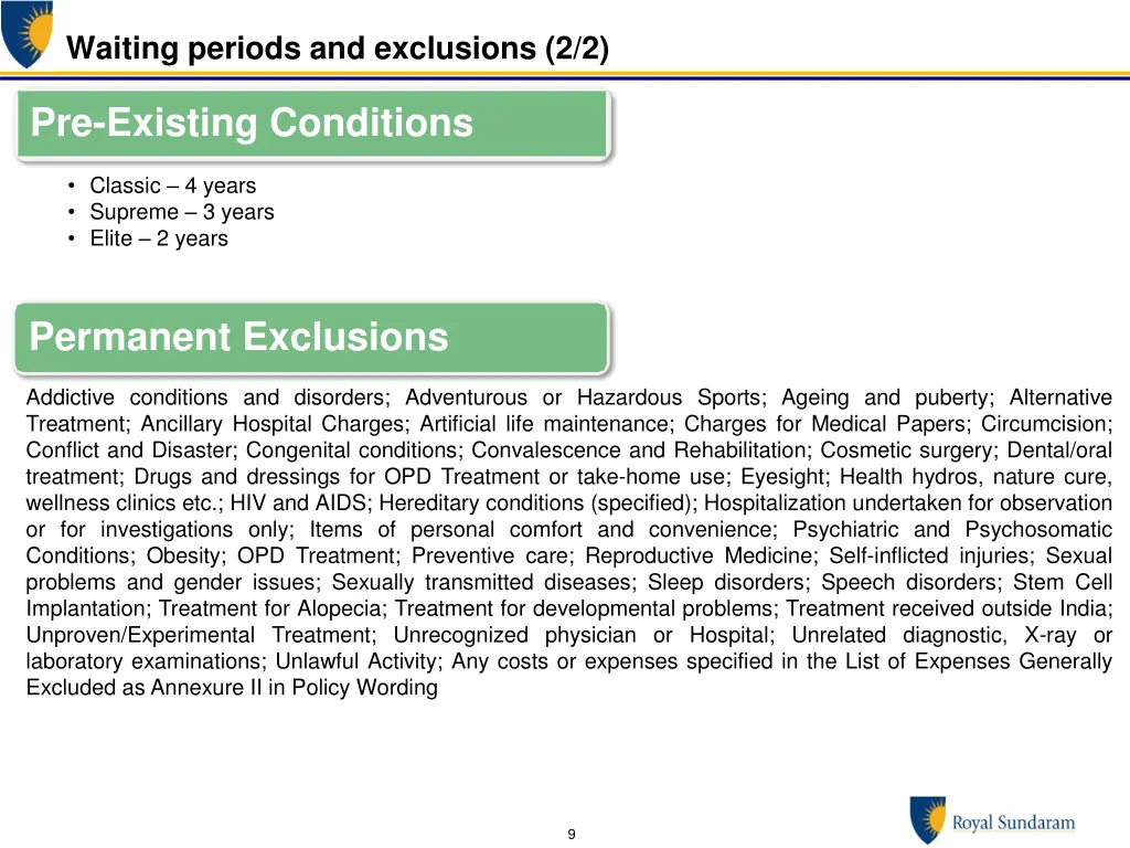 waiting periods and exclusions 2 2