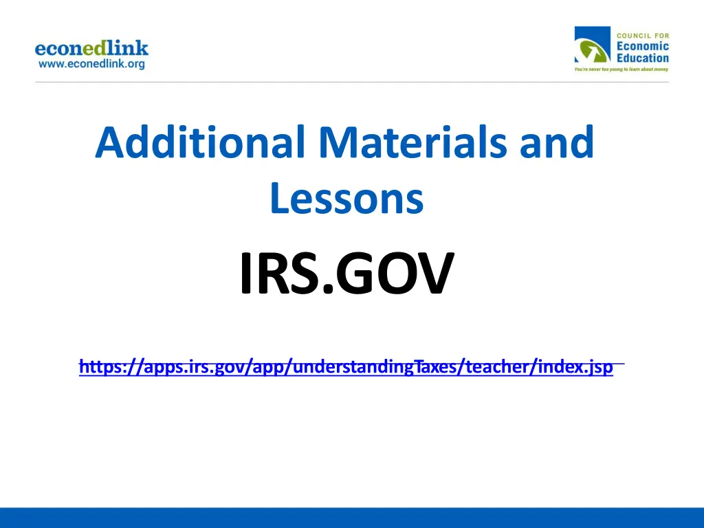 additional materials and lessons irs gov