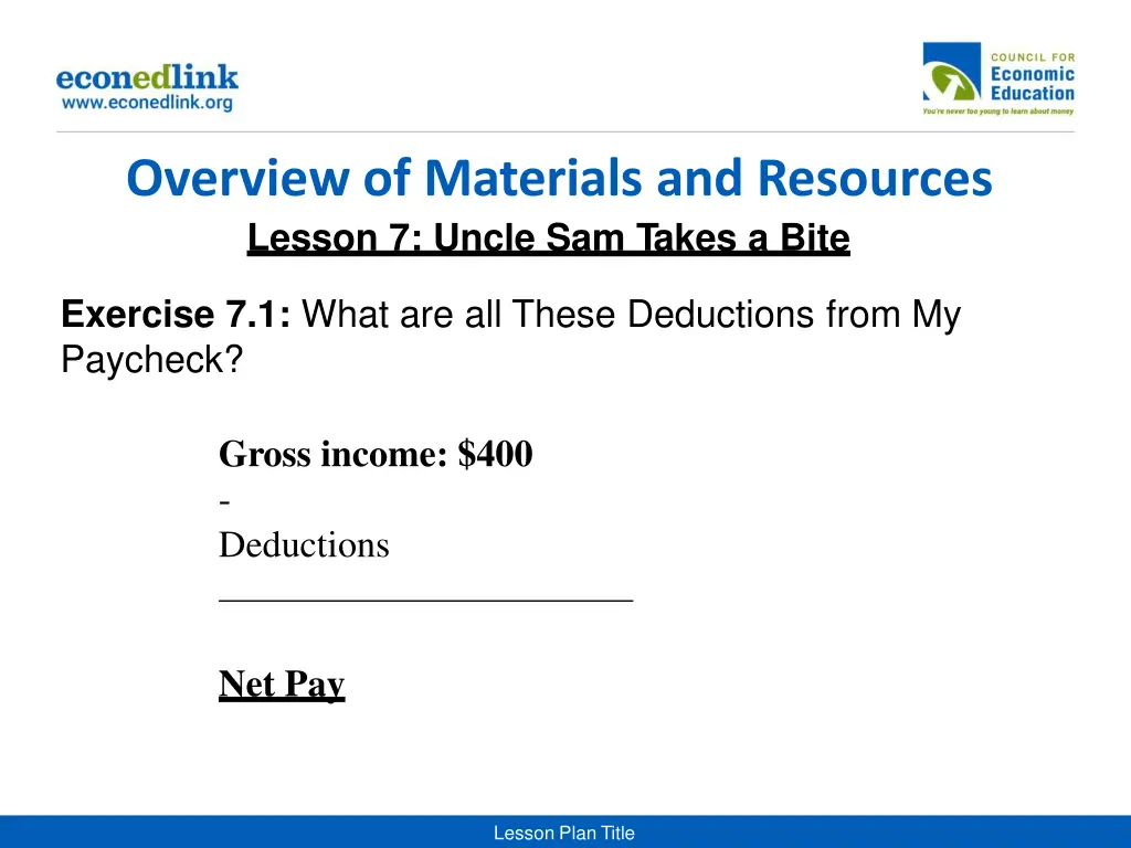 overview of materials and resources lesson 2