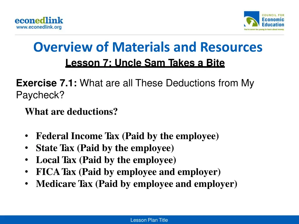 overview of materials and resources lesson 3