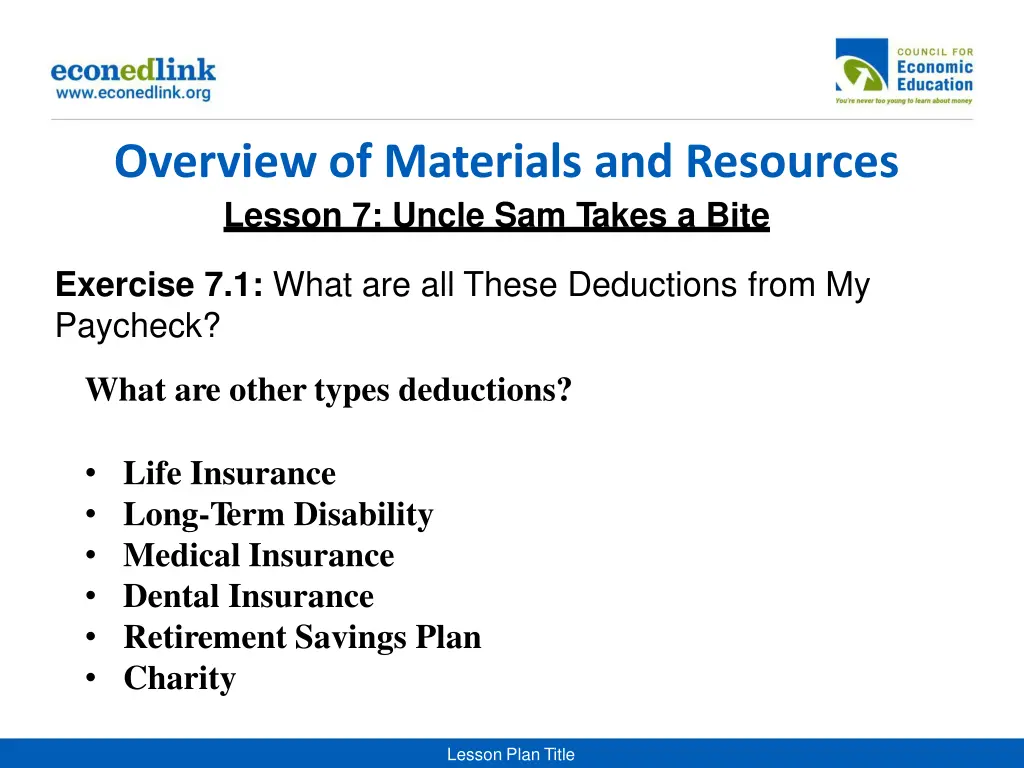 overview of materials and resources lesson 4