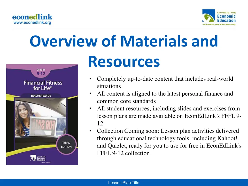 overview of materials and resources