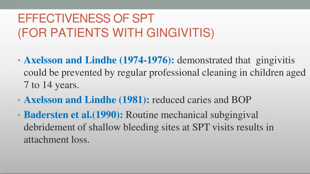 effectiveness of spt for patients with gingivitis