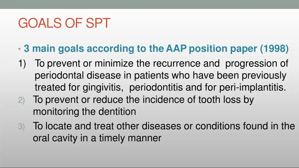 goals of spt