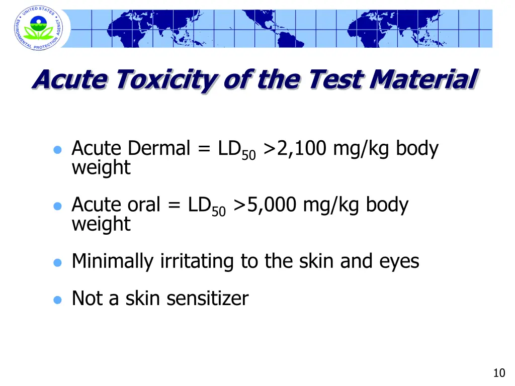 acute toxicity of the test material