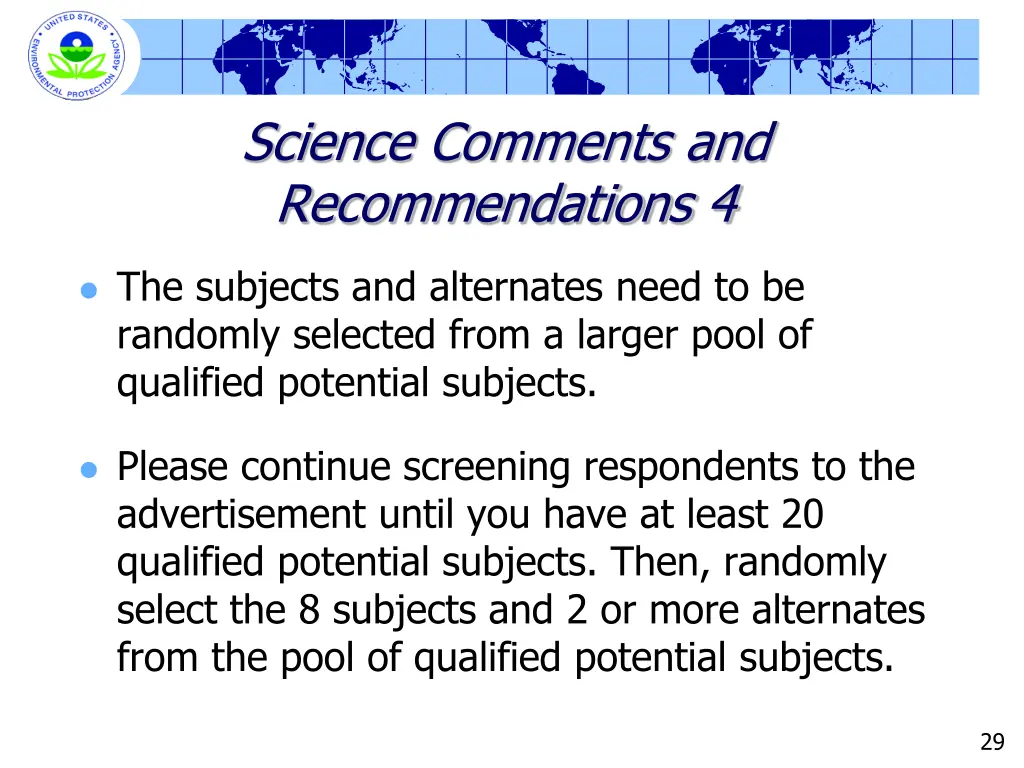 science comments and recommendations 4