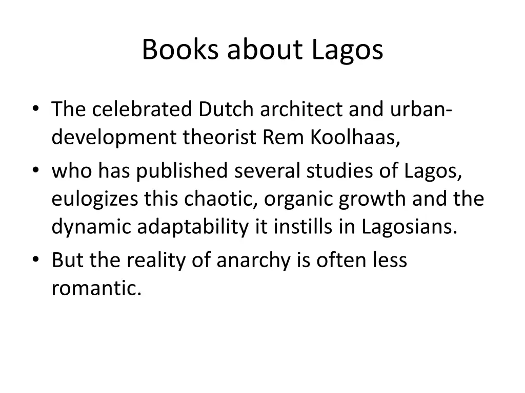 books about lagos