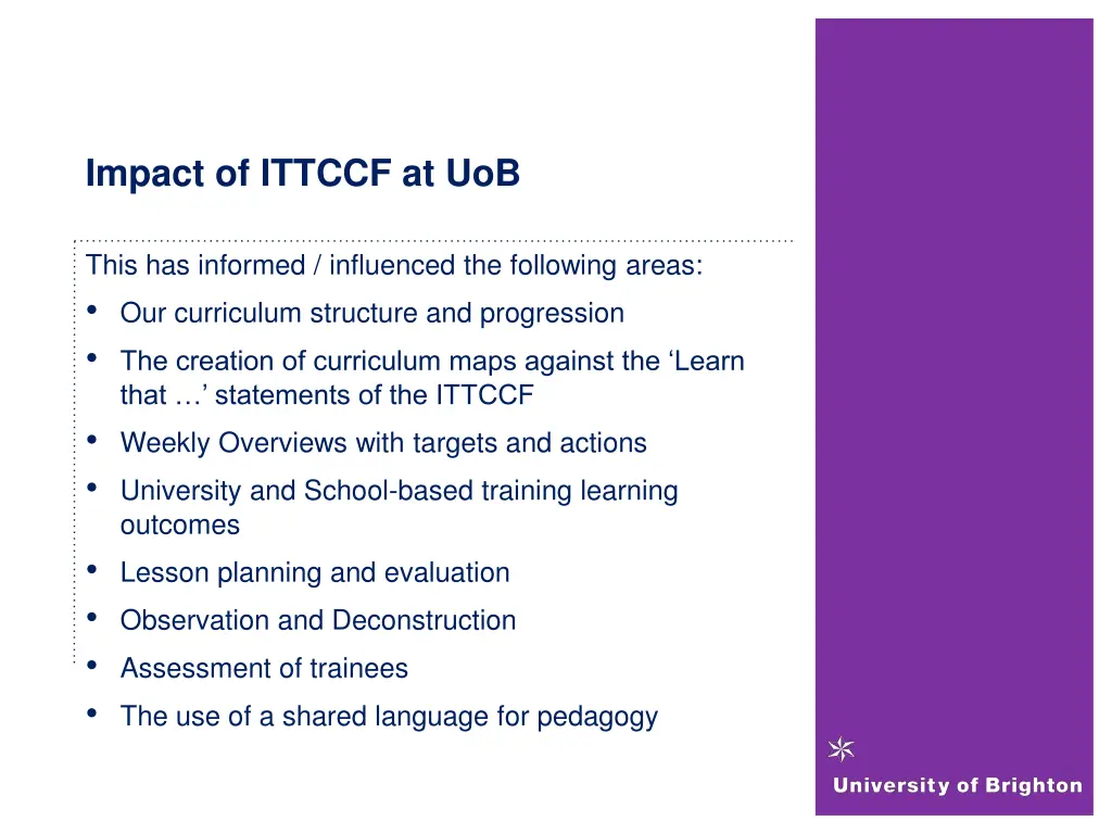 impact of ittccf at uob