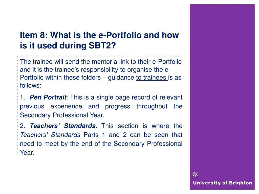 item 8 what is the e portfolio and how is it used