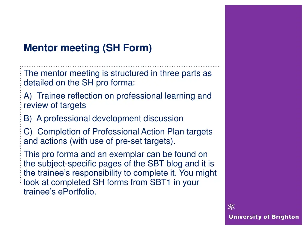 mentor meeting sh form