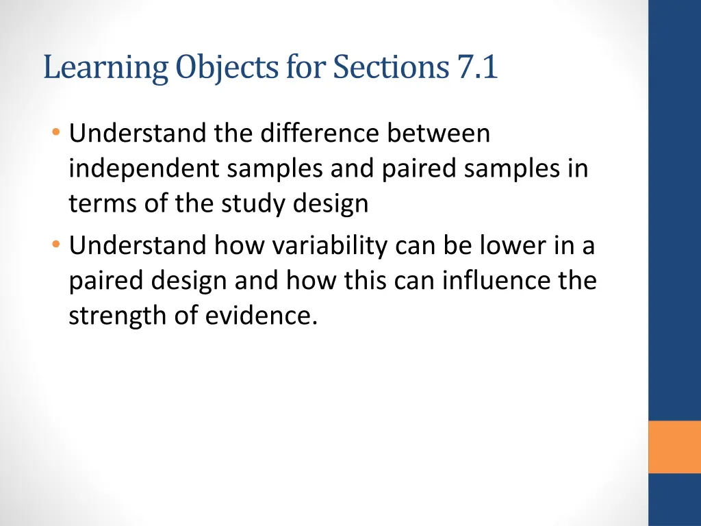 learning objects for sections 7 1