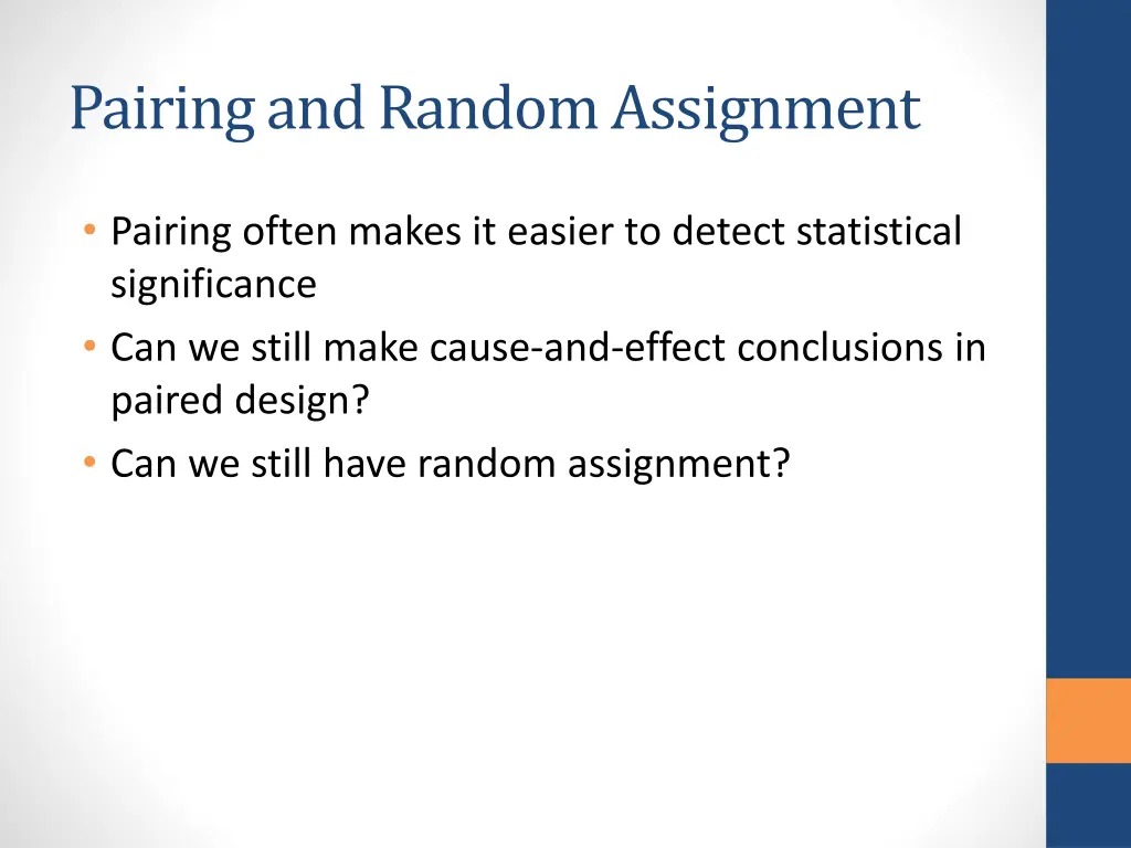 pairing and random assignment