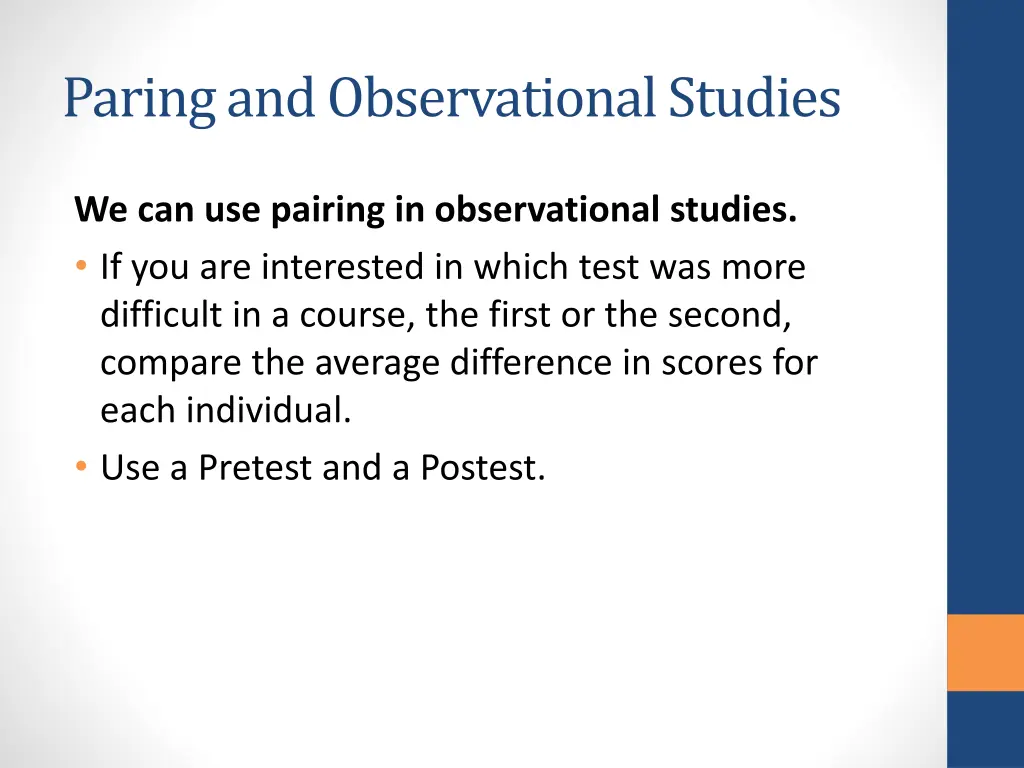 paring and observational studies