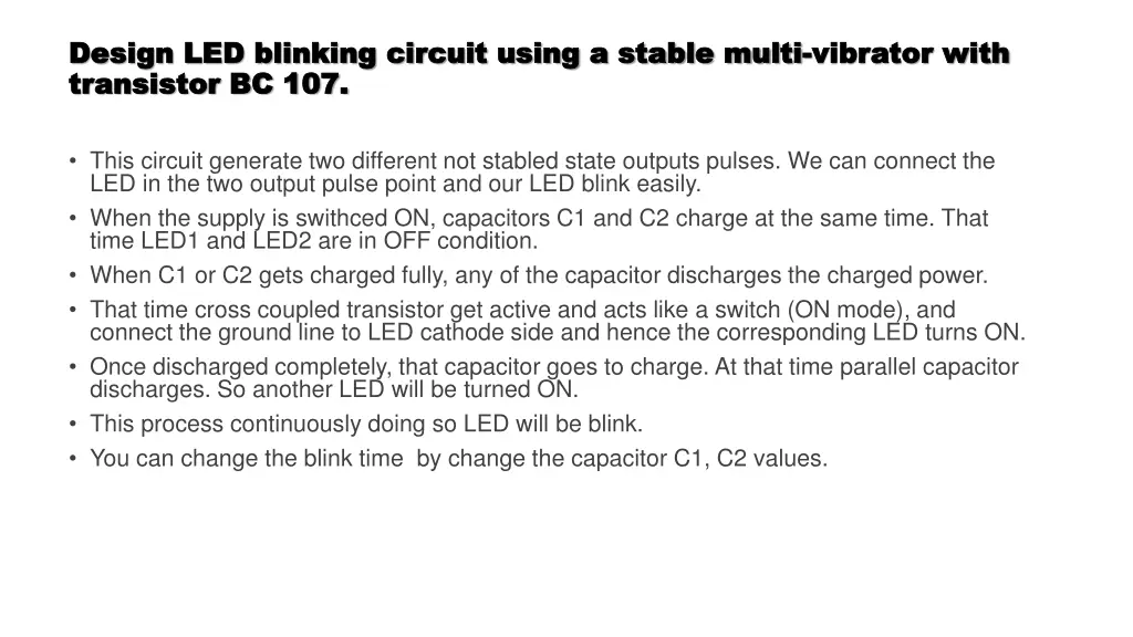 design led blinking circuit using a stable multi 1