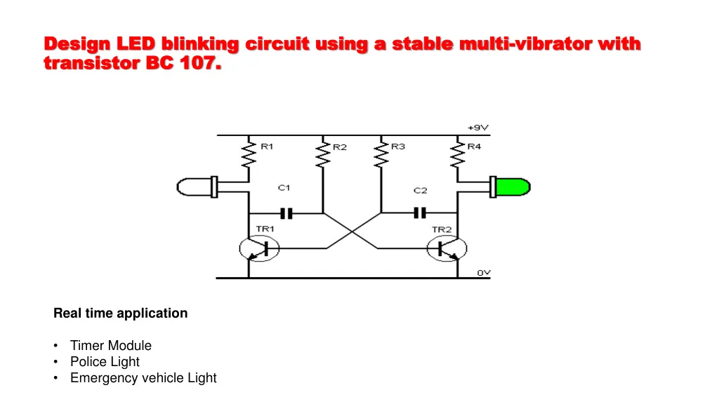 design led blinking circuit using a stable multi