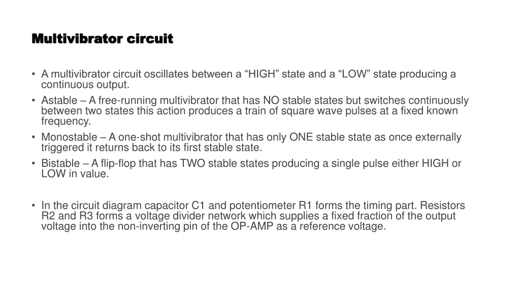 m multivibrator circuit ultivibrator circuit