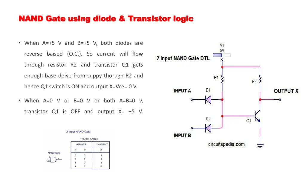 n nand gate and gate using diode transistor logic