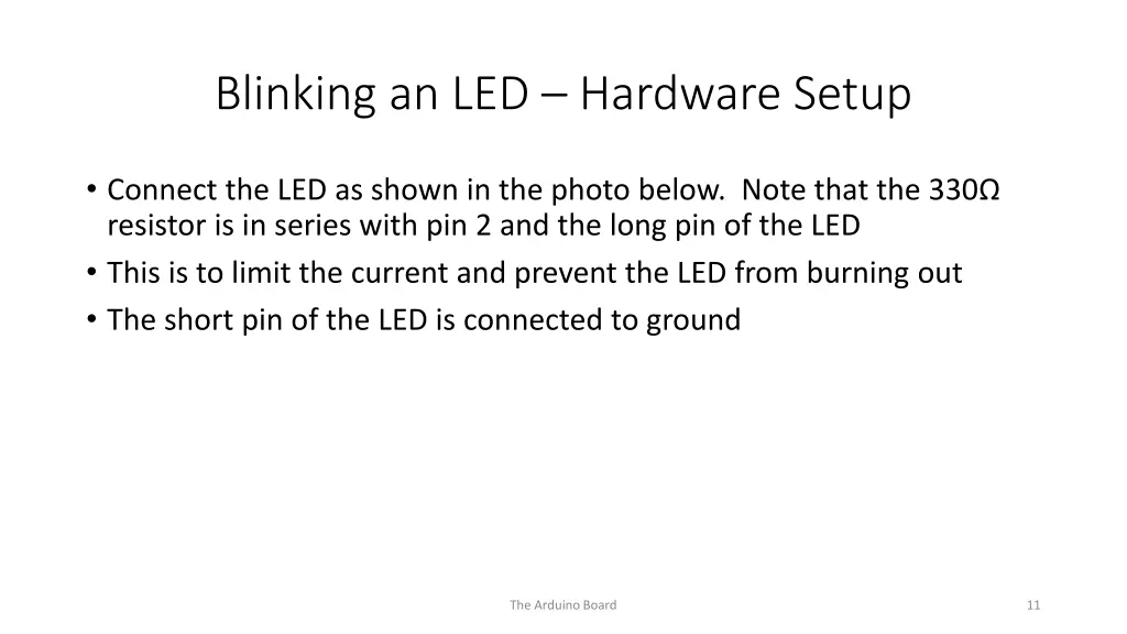 blinking an led hardware setup