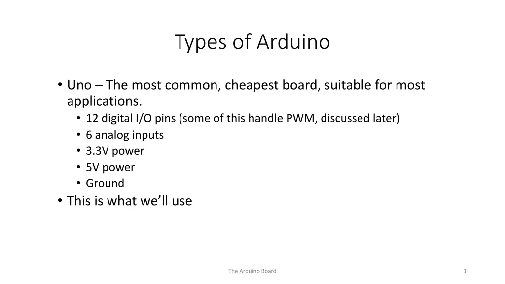 types of arduino