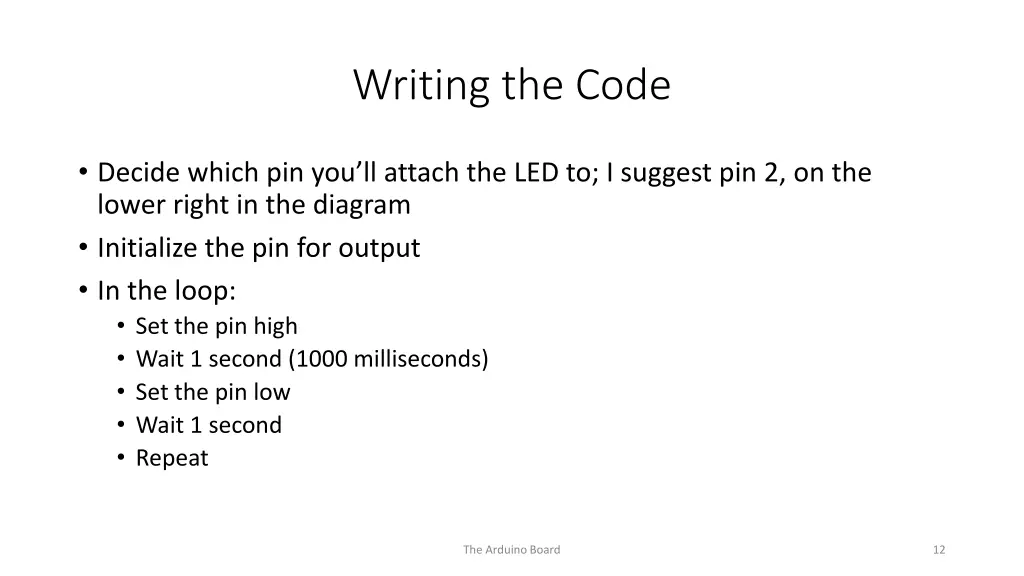 writing the code