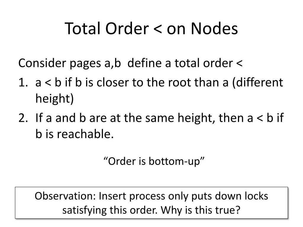 total order on nodes