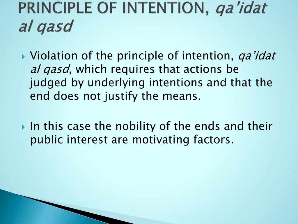 violation of the principle of intention qa idat