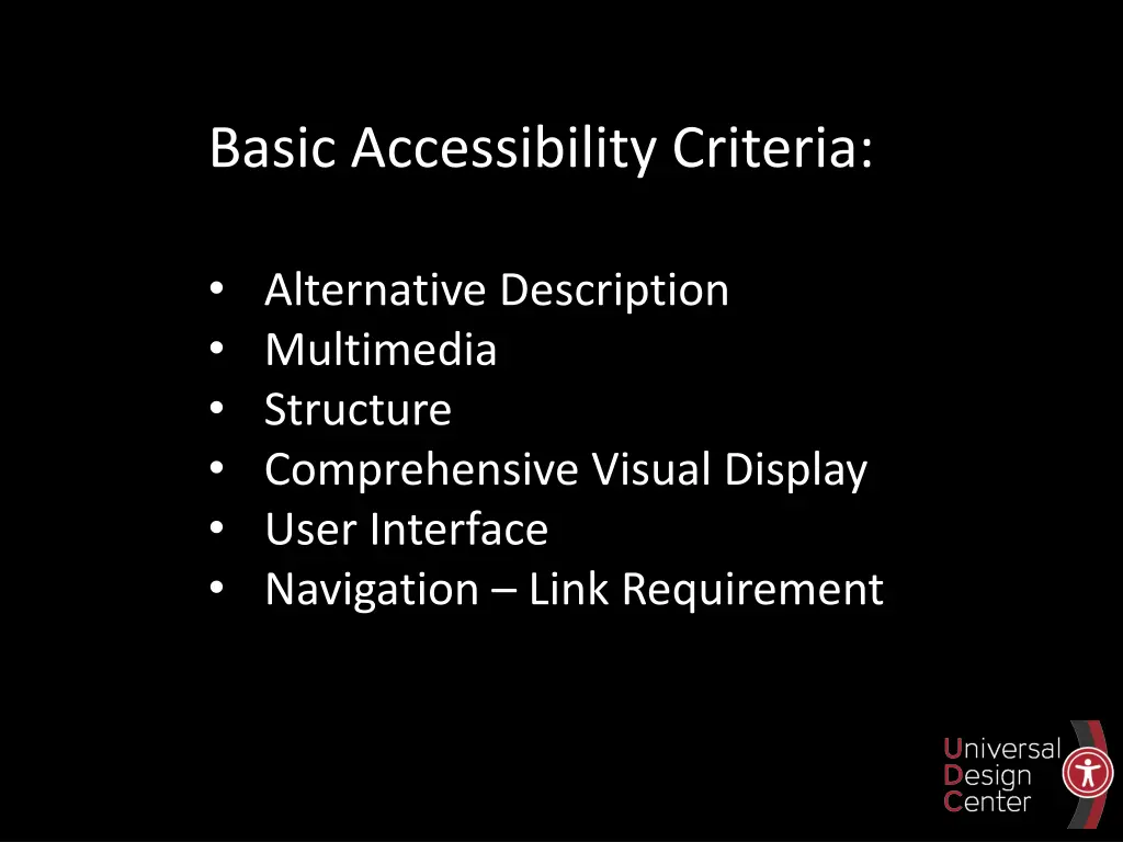 basic accessibility criteria