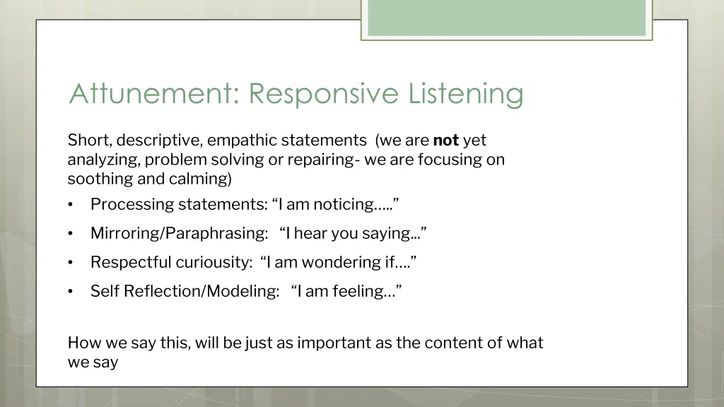 attunement responsive listening