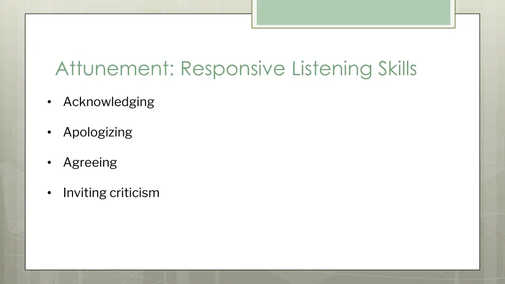 attunement responsive listening skills