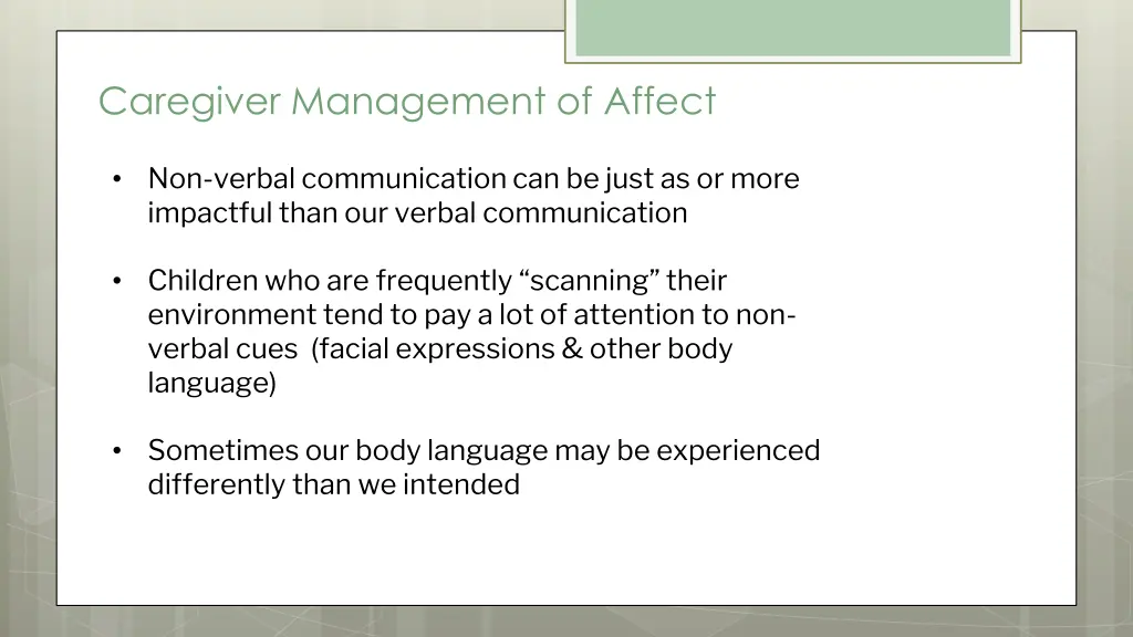 caregiver management of affect