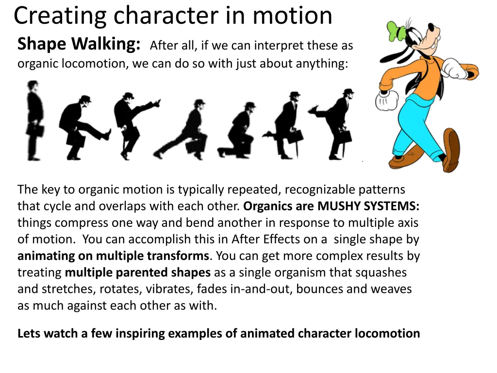 creating character in motion shape walking after