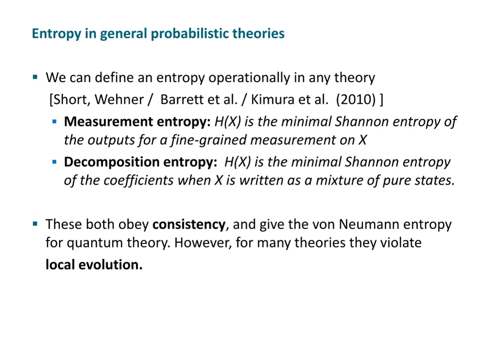 entropy in general probabilistic theories