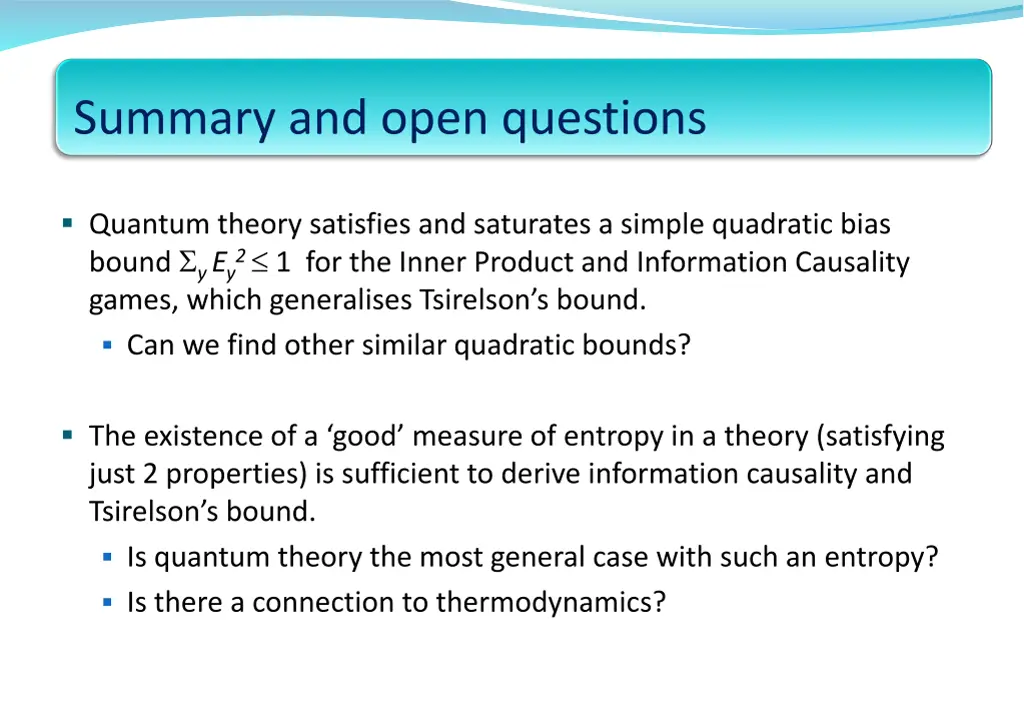 summary and open questions